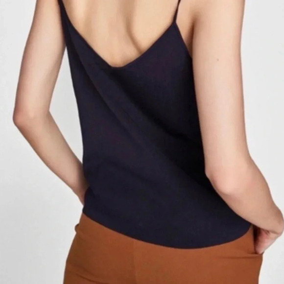 Zara Navy Knit Lace Cami - Picture 3 of 8